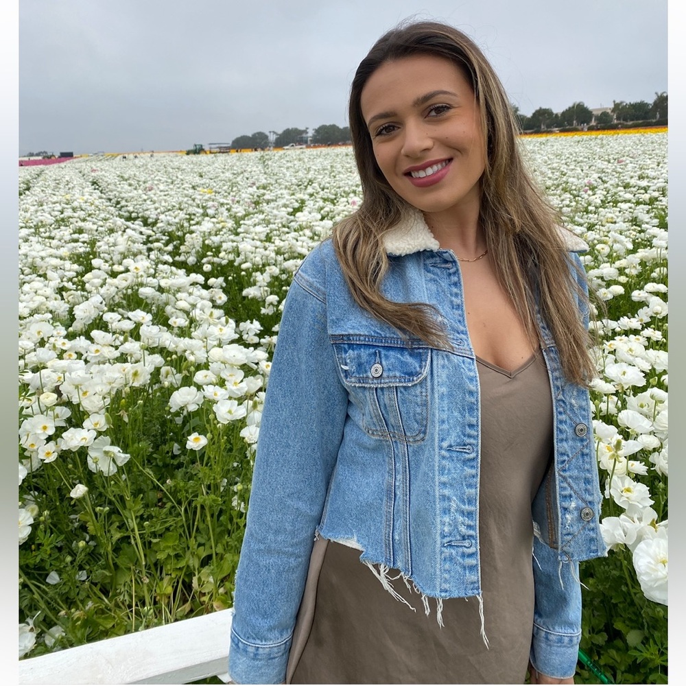 ABERCROMBIE Cropped Sherpa Collar Oversized Trucker Jacket